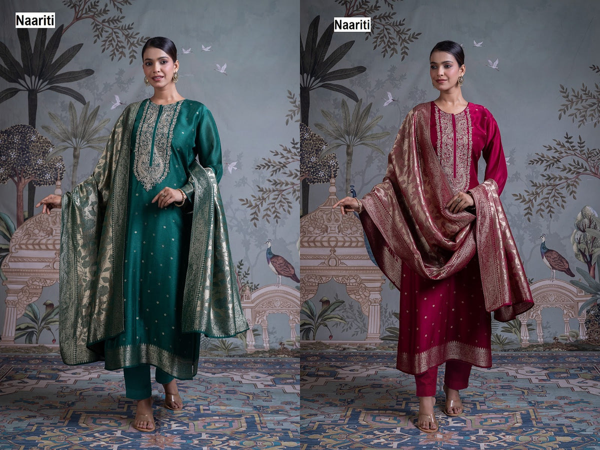 Nafees 2804 Naariti Silk Pant Style Suits Wholesaler Ahmedabad