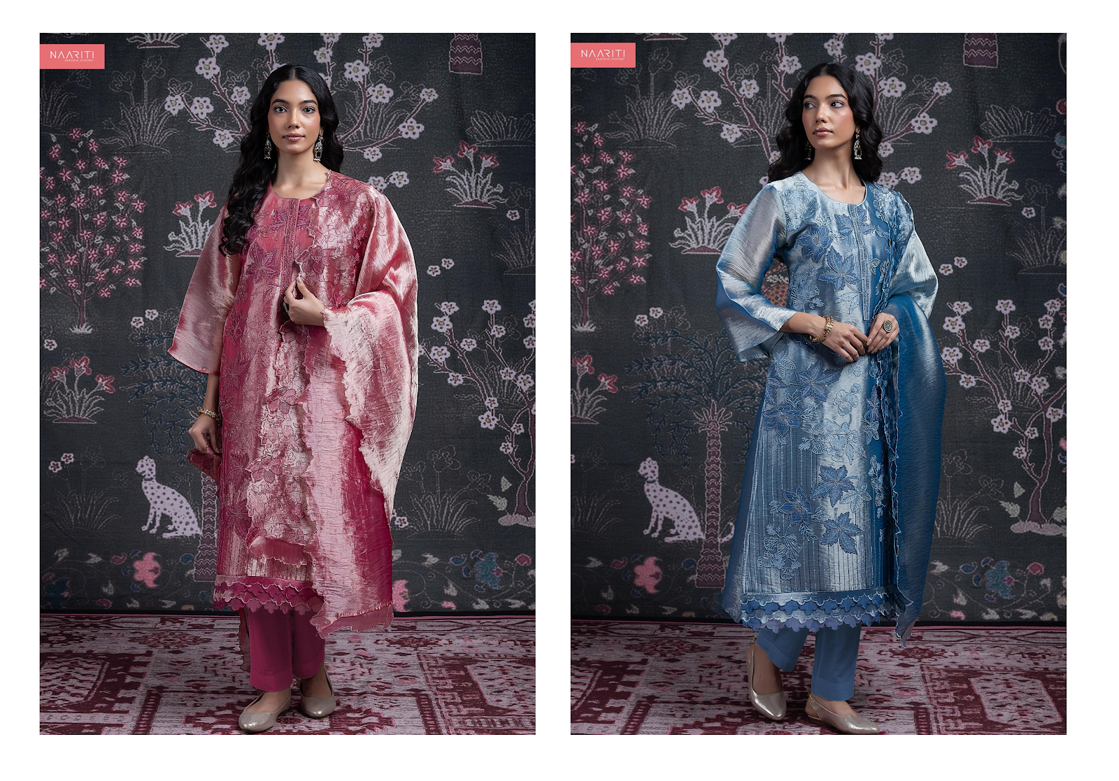 Nafia New Colour Naariti Organza Pant Style Suits Wholesaler Gujarat