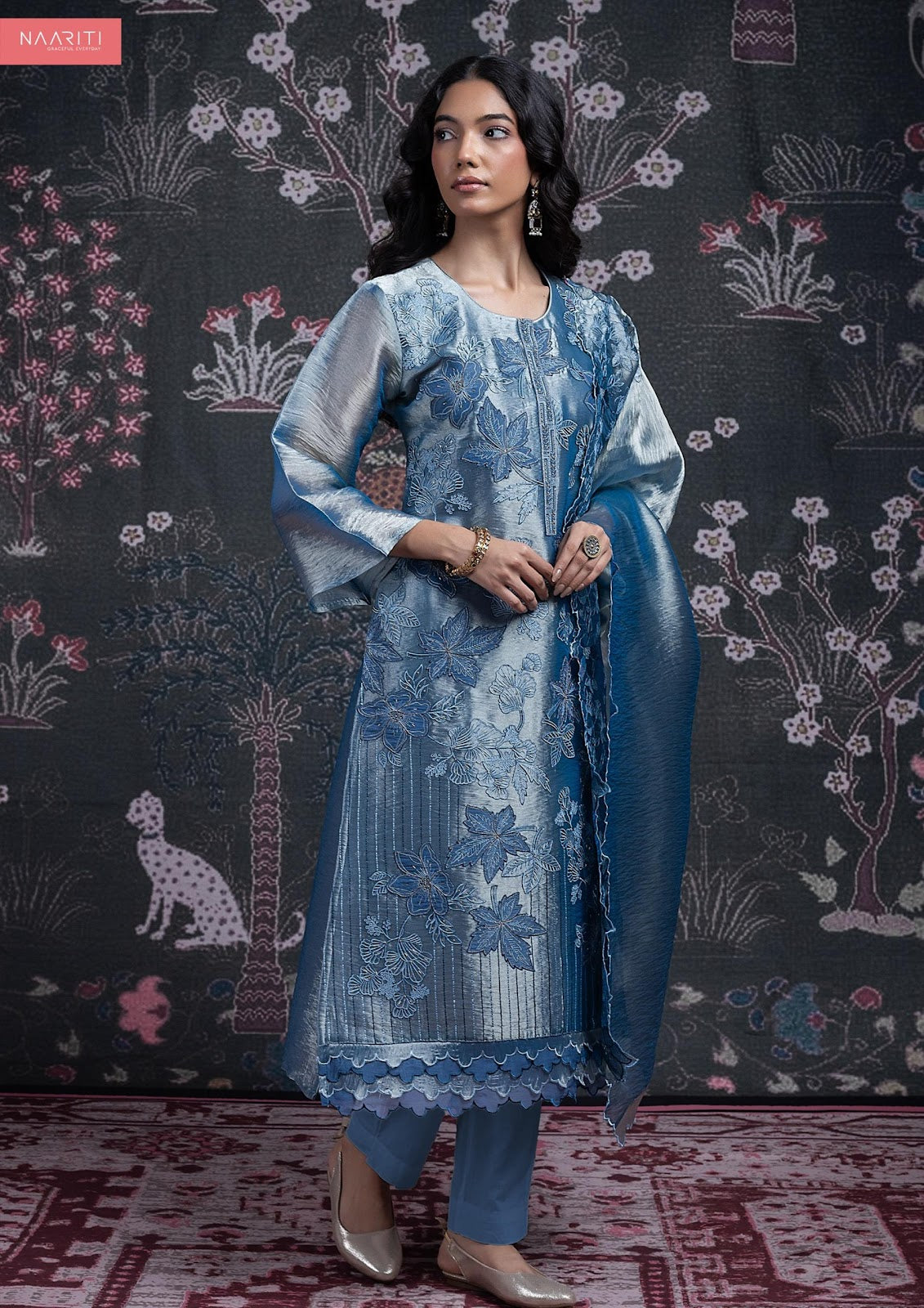 Nafia New Colour Naariti Organza Pant Style Suits Wholesaler Gujarat