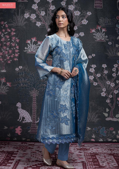 Nafia New Colour Naariti Organza Pant Style Suits Wholesaler Gujarat