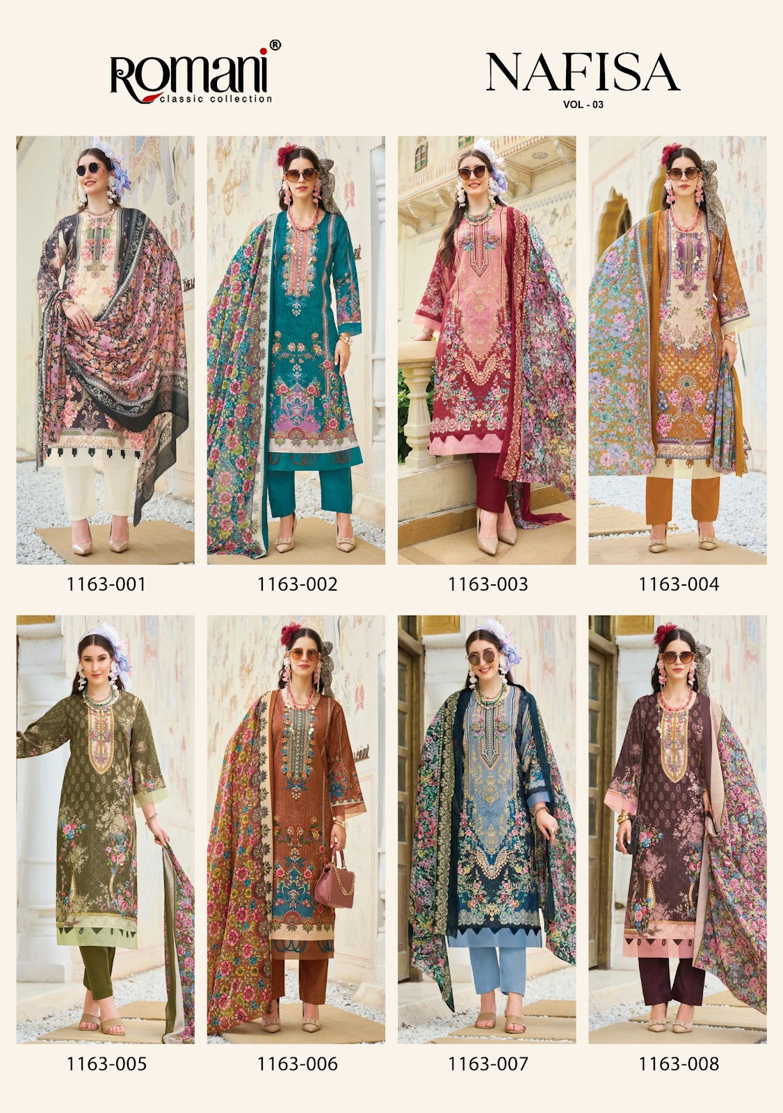 Nafisa Vol 3 Romani Mix Cotton Karachi Salwar Suits Manufacturer Gujarat