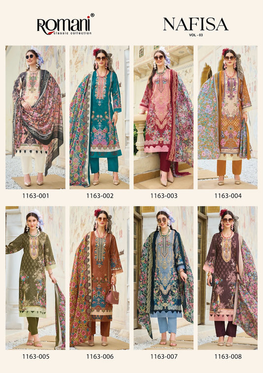 Nafisa Vol 3 Romani Mix Cotton Karachi Salwar Suits Manufacturer Gujarat