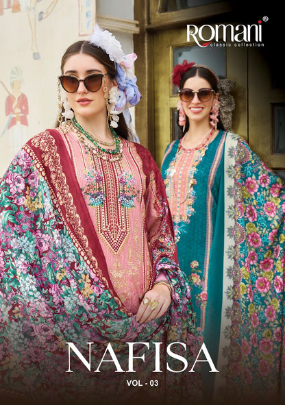 Nafisa Vol 3 Romani Mix Cotton Karachi Salwar Suits Manufacturer Gujarat