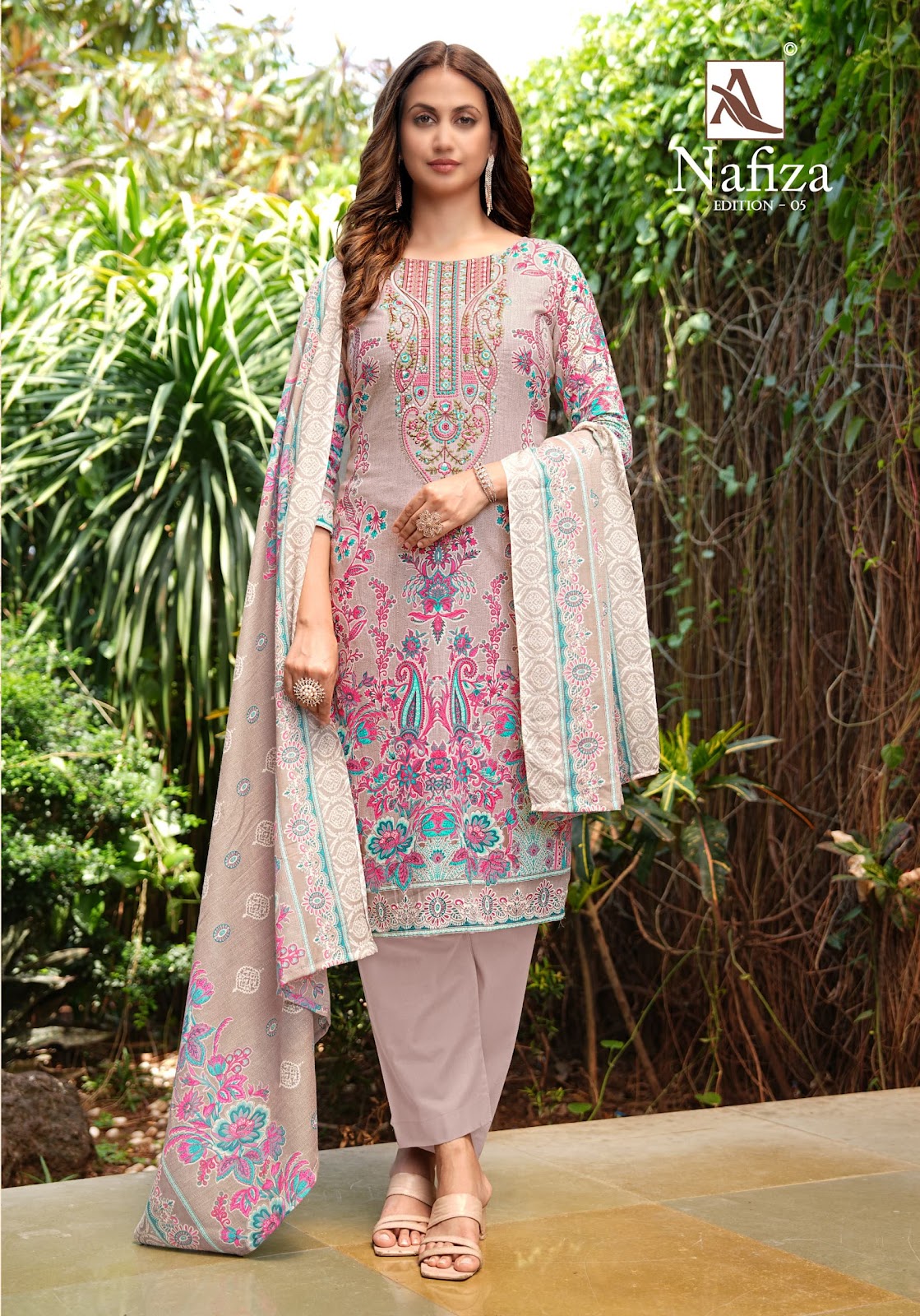 Nafiza Edition 5 Alok Cambric Cotton Karachi Salwar Suits Manufacturer Ahmedabad