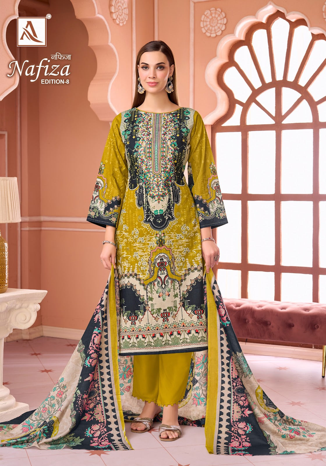 Nafiza Edition 8 Alok Cambric Cotton Karachi Salwar Suits Wholesale Price