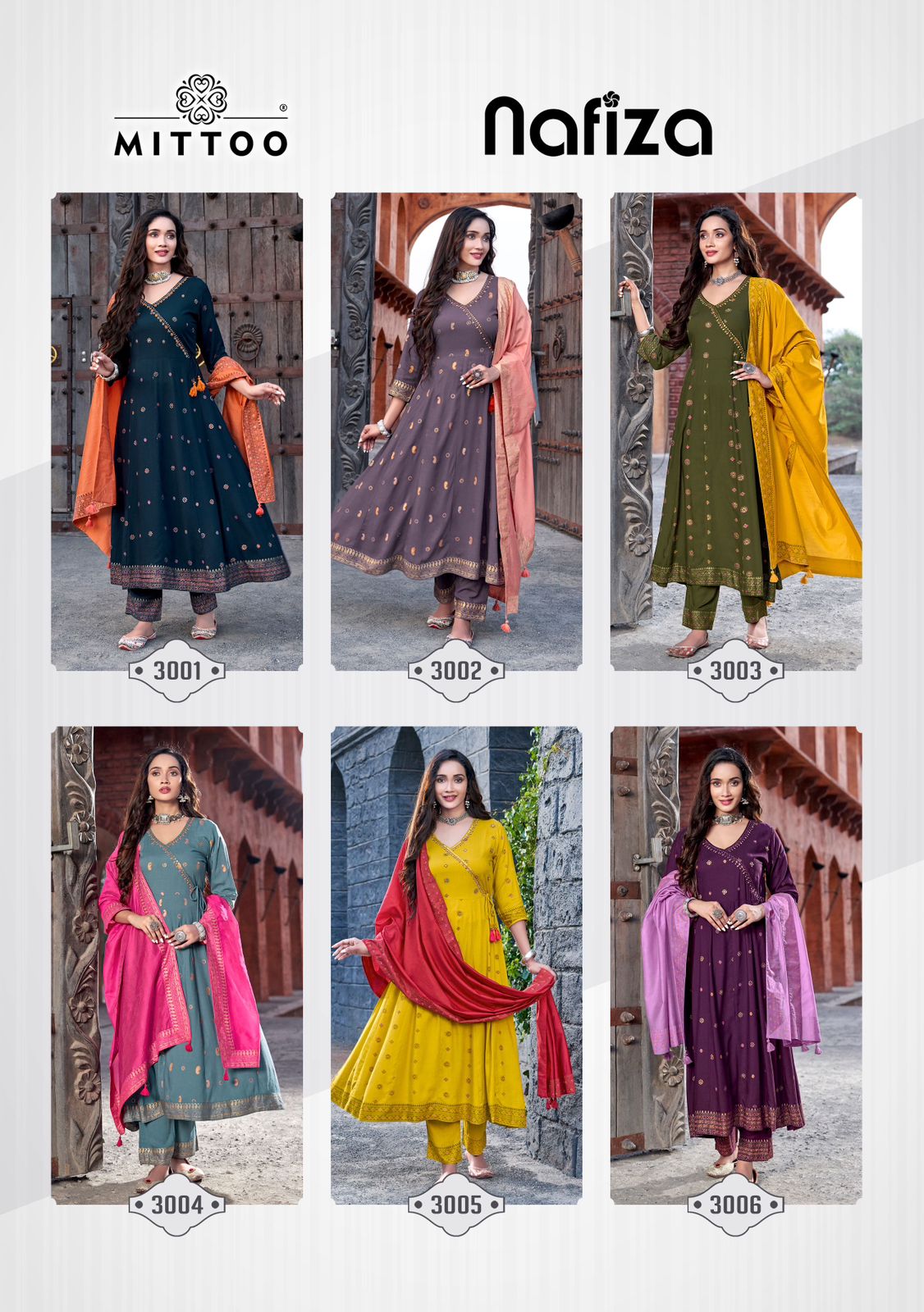 Nafiza Mittoo Rayon Slub Readymade Anarkali Suits Exporter India