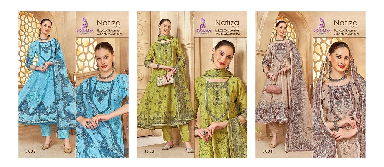 Nafiza Vol 3 Poonam Designer Cambric Cotton Readymade Anarkali Suits Supplier Gujarat
