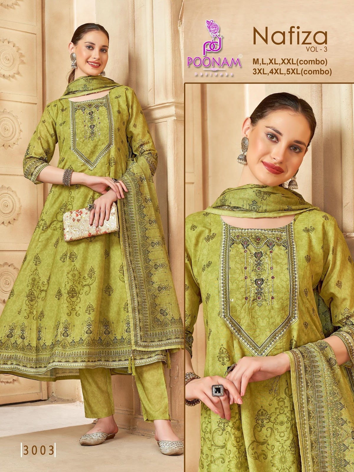 Nafiza Vol 3 Poonam Designer Cambric Cotton Readymade Anarkali Suits Supplier Gujarat