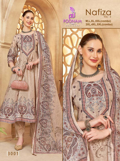 Nafiza Vol 3 Poonam Designer Cambric Cotton Readymade Anarkali Suits Supplier Gujarat