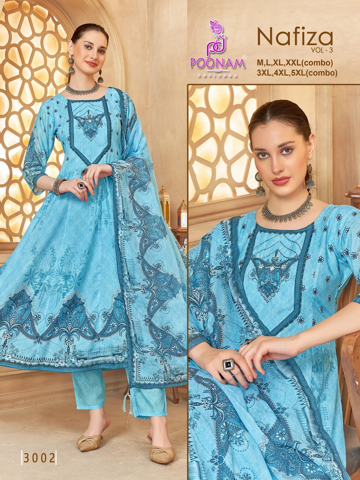 Nafiza Vol 3 Poonam Designer Cambric Cotton Readymade Anarkali Suits Supplier Gujarat