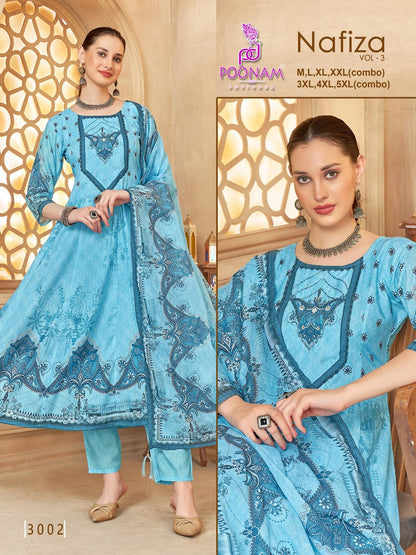 Nafiza Vol 3 Poonam Designer Cambric Cotton Readymade Anarkali Suits Supplier Gujarat