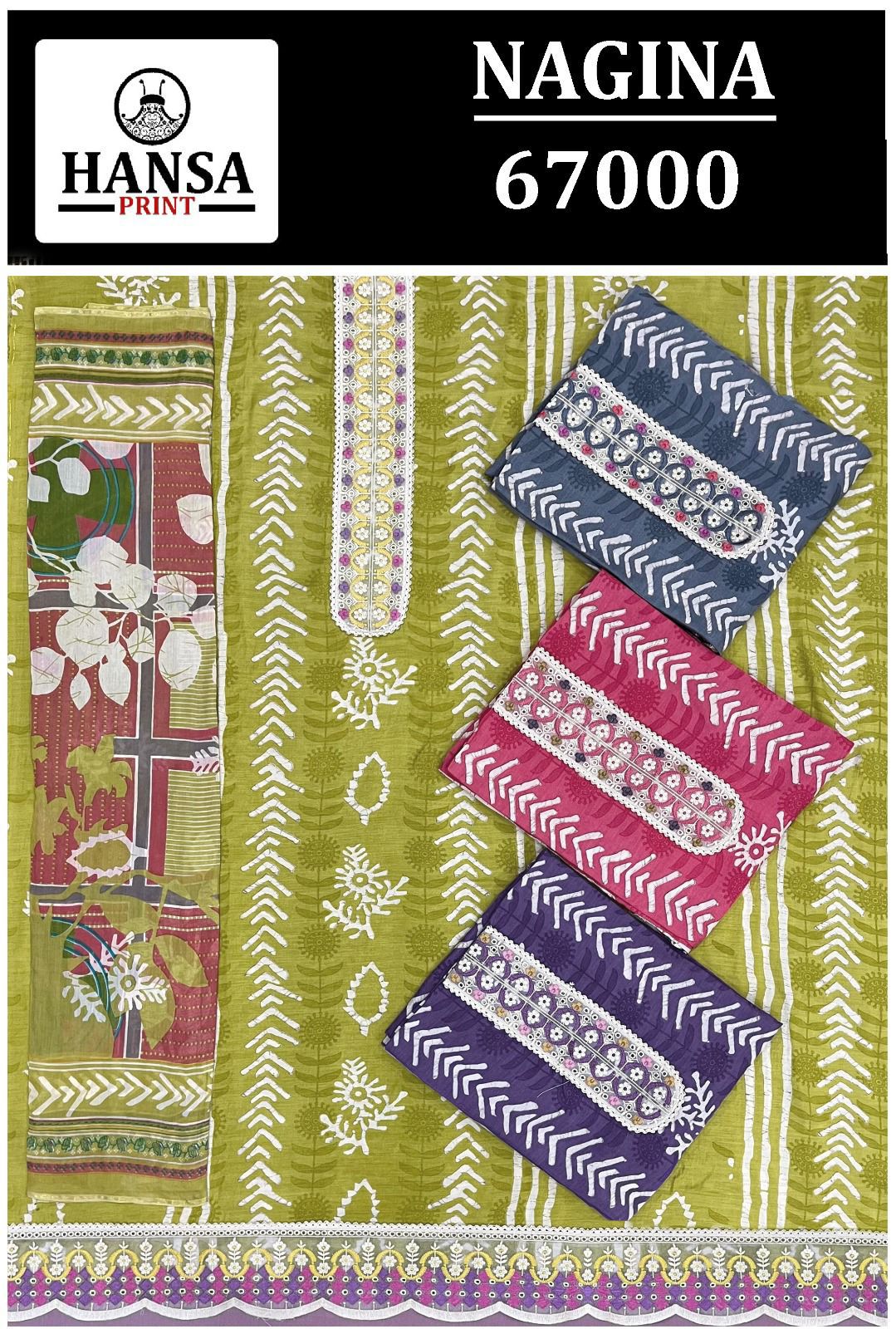 Nagina 67000 Hansa Prints Muslin Silk Pant Style Suits Manufacturer Gujarat