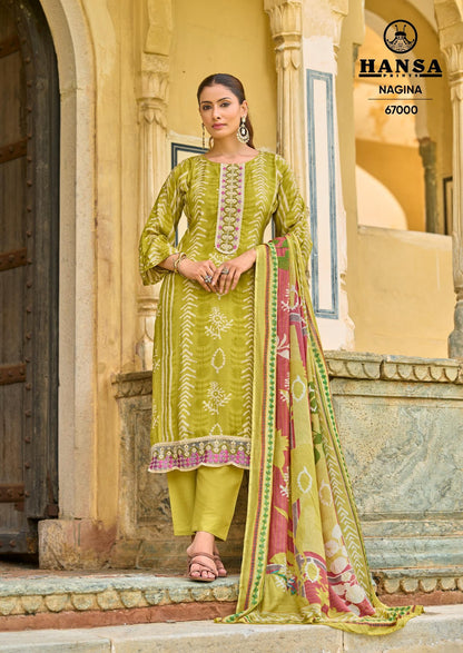 Nagina 67000 Hansa Prints Muslin Silk Pant Style Suits Manufacturer Gujarat