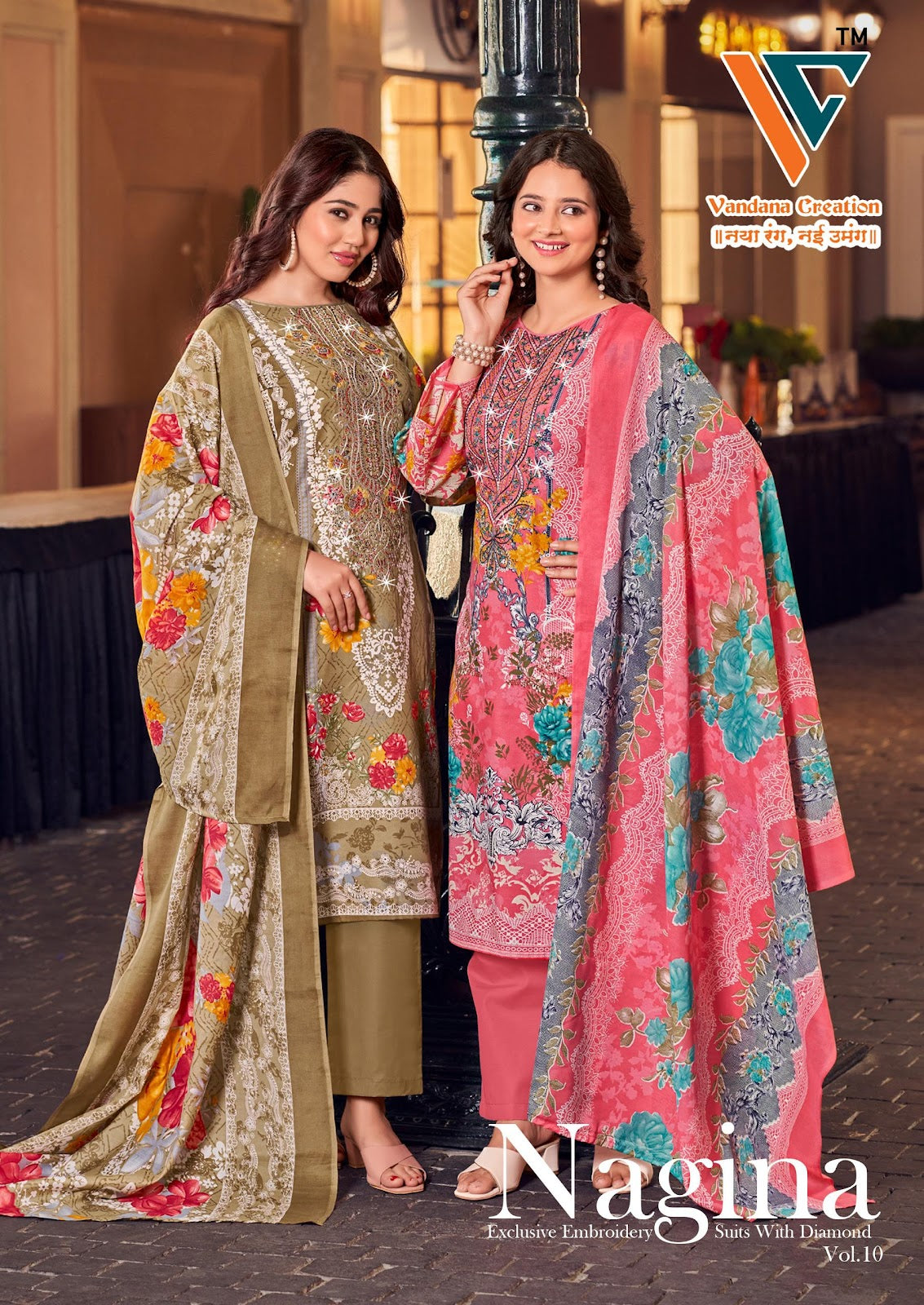 Nagina Vol 10 Vandana Creation Mix Cotton Karachi Salwar Suits Manufacturer Ahmedabad