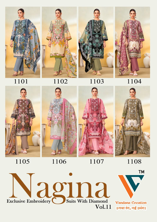 Nagina Vol 11 Vandana Creation Mix Cotton Karachi Salwar Suits Wholesale Rate