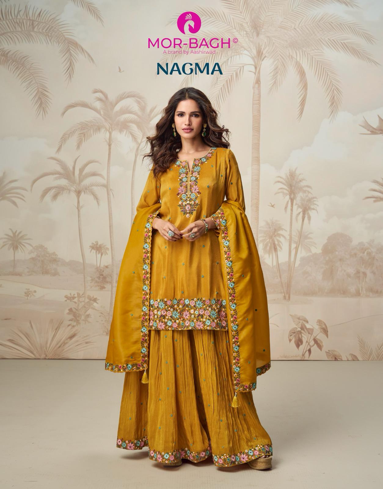Nagma Aashirwad Creation Simmer Organza Readymade Plazzo Style Suits Exporter Ahmedabad