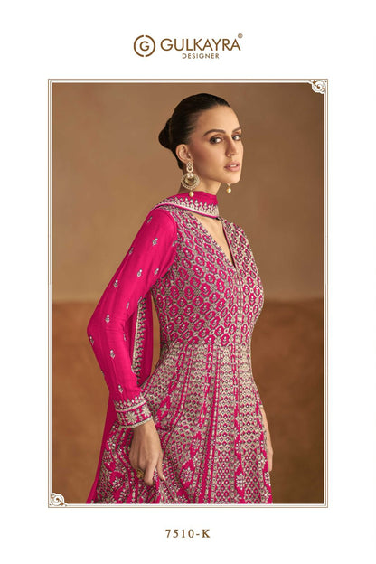Nagma Gold Gulkayra Designer Chinon Gown Dupatta Set Wholesaler Gujarat