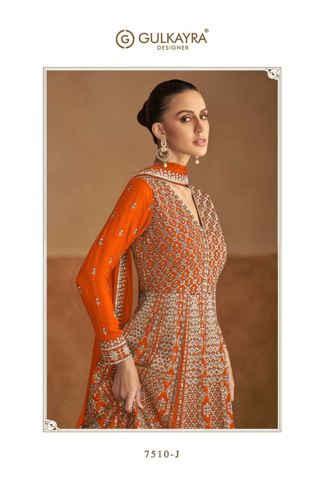 Nagma Gold Gulkayra Designer Chinon Gown Dupatta Set Wholesaler Gujarat