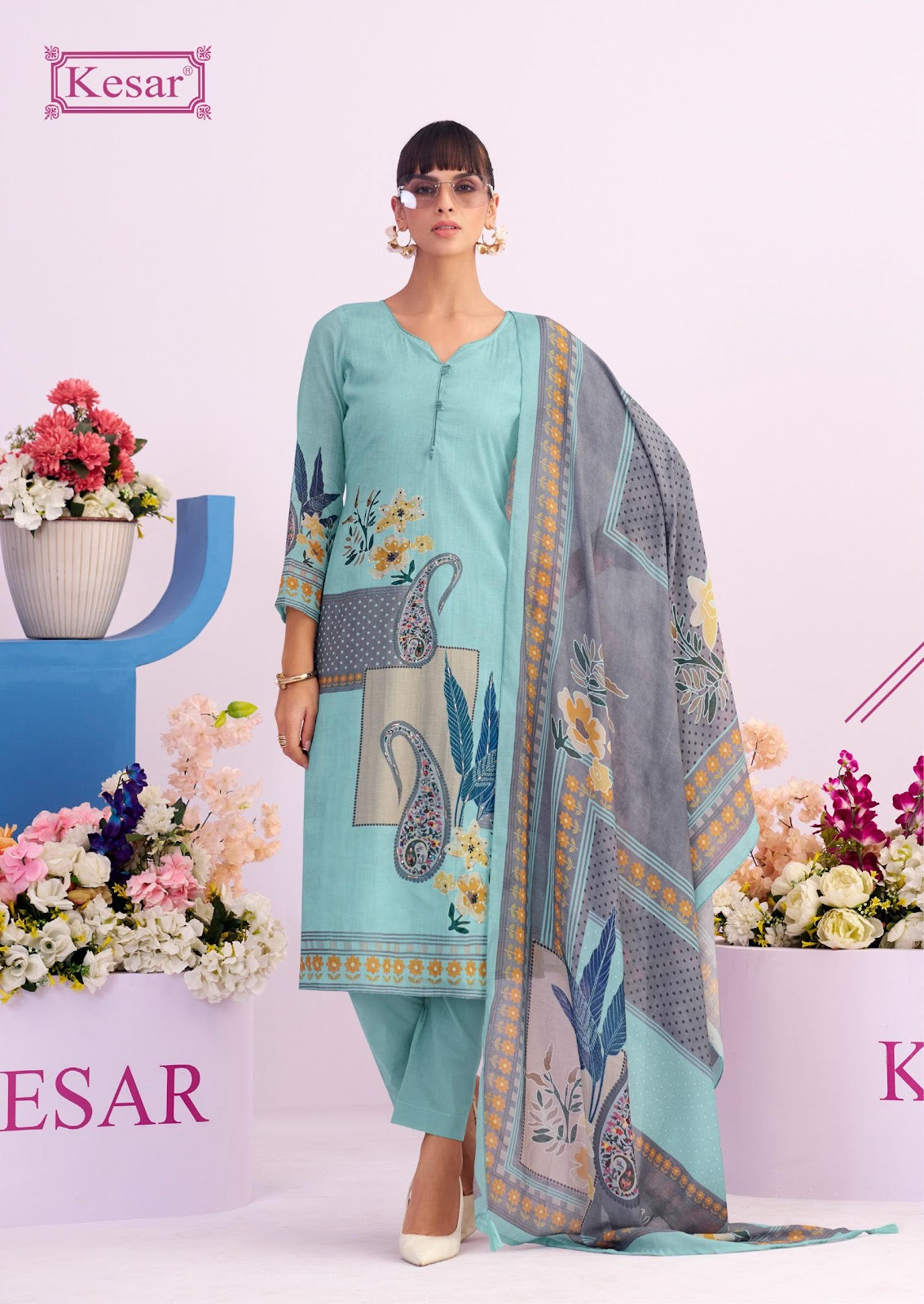 Nagma Kesar Mal Chanderi Karachi Salwar Suits Wholesale Rate