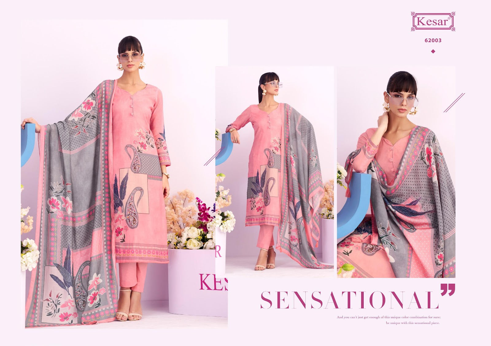 Nagma Kesar Mal Chanderi Karachi Salwar Suits Wholesale Rate
