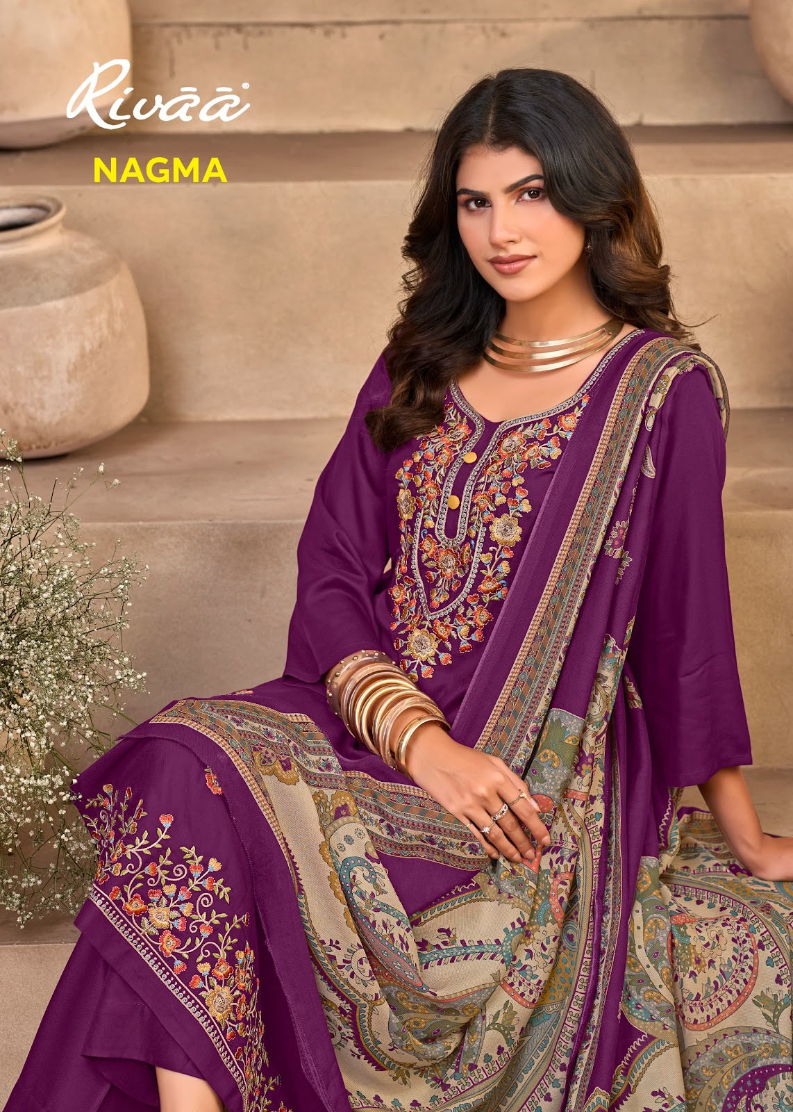 Nagma Rivaa Viscose Pashmina Suits Supplier