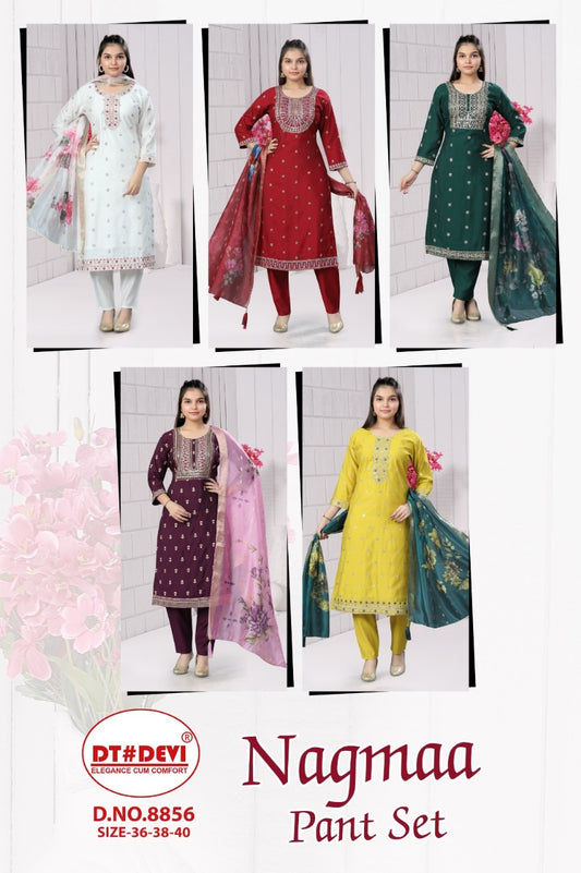 Nagmaa 8856 Dt Devi Roman Silk Girls Readymade Pant Suits Wholesale Price