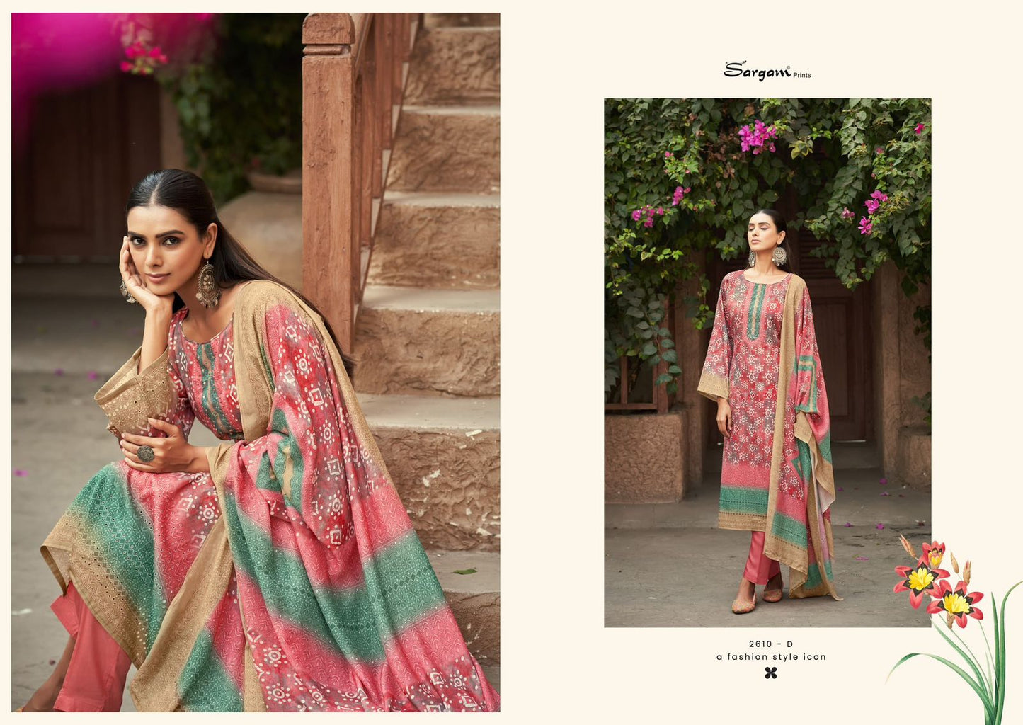 Naika Sargam Prints Pure Jam Pant Style Suits Exporter