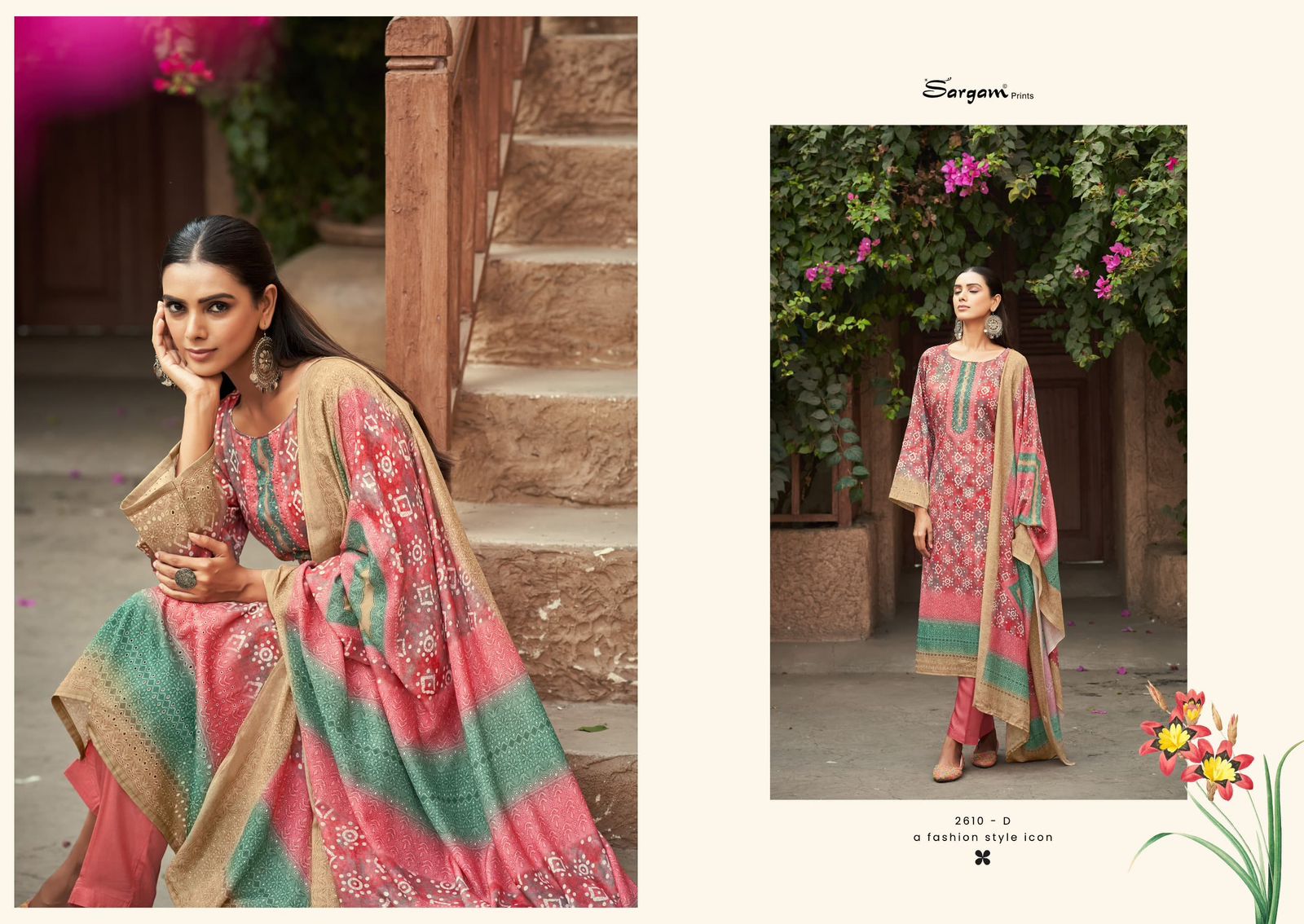 Naika Sargam Prints Pure Jam Pant Style Suits Exporter