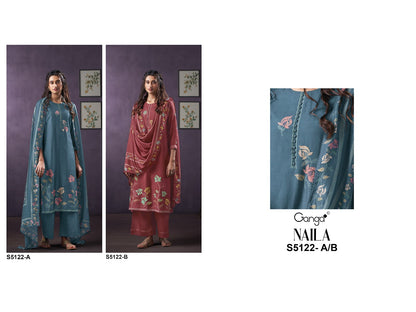 Naila S5122 Ganga Bemberg Silk Plazzo Style Suits Wholesale