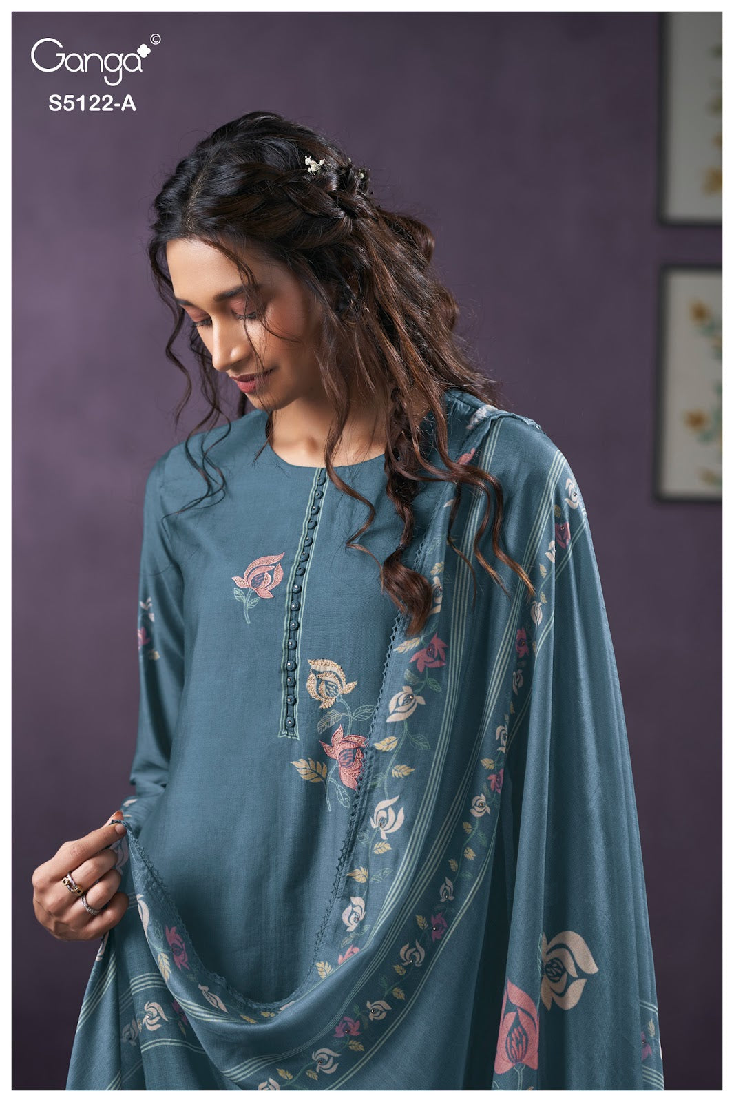 Naila S5122 Ganga Bemberg Silk Plazzo Style Suits Wholesale
