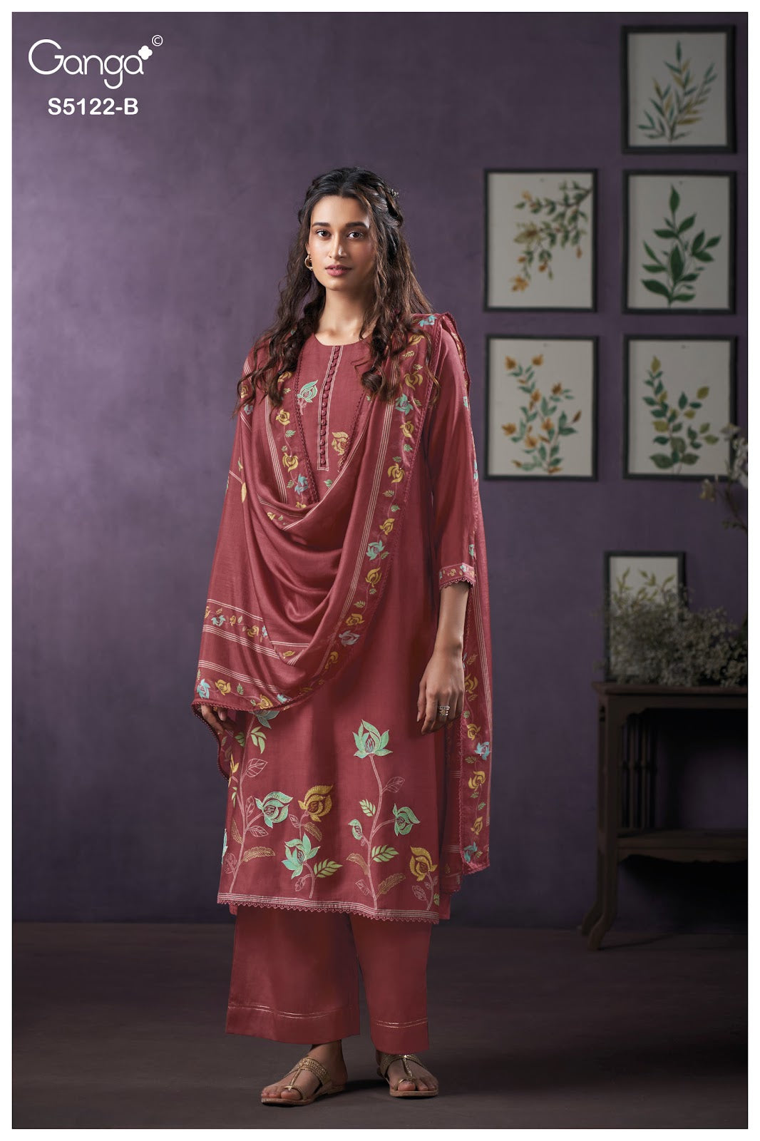 Naila S5122 Ganga Bemberg Silk Plazzo Style Suits Wholesale