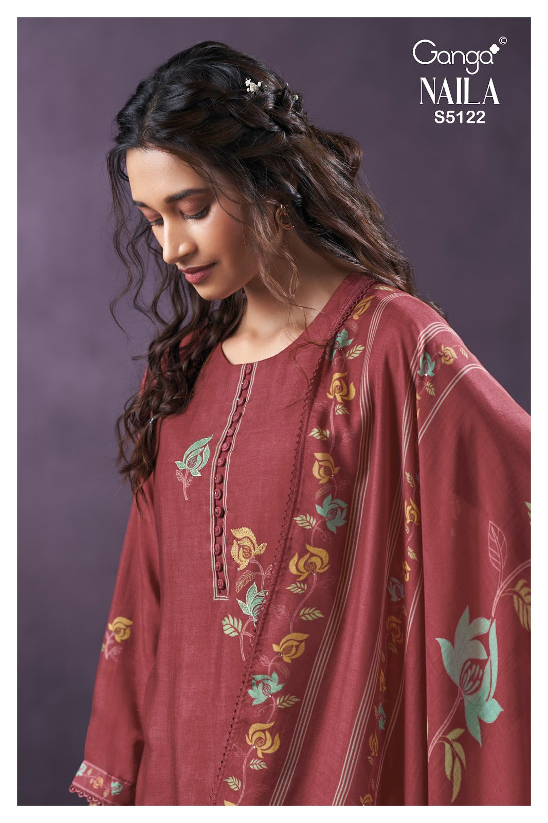 Naila S5122 Ganga Bemberg Silk Plazzo Style Suits Wholesale