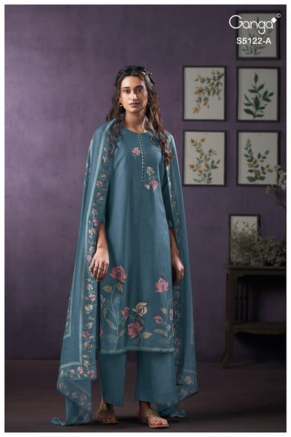 Naila S5122 Ganga Bemberg Silk Plazzo Style Suits Wholesale