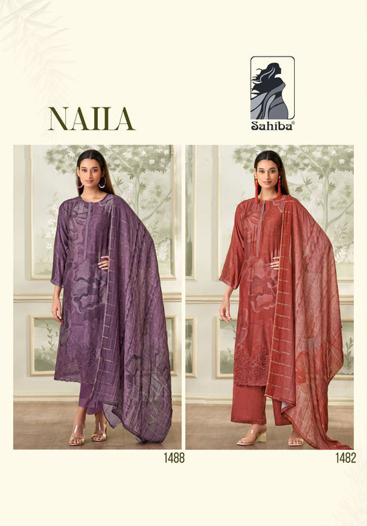 Naila Sahiba Muslin Silk Pant Style Suits Exporter