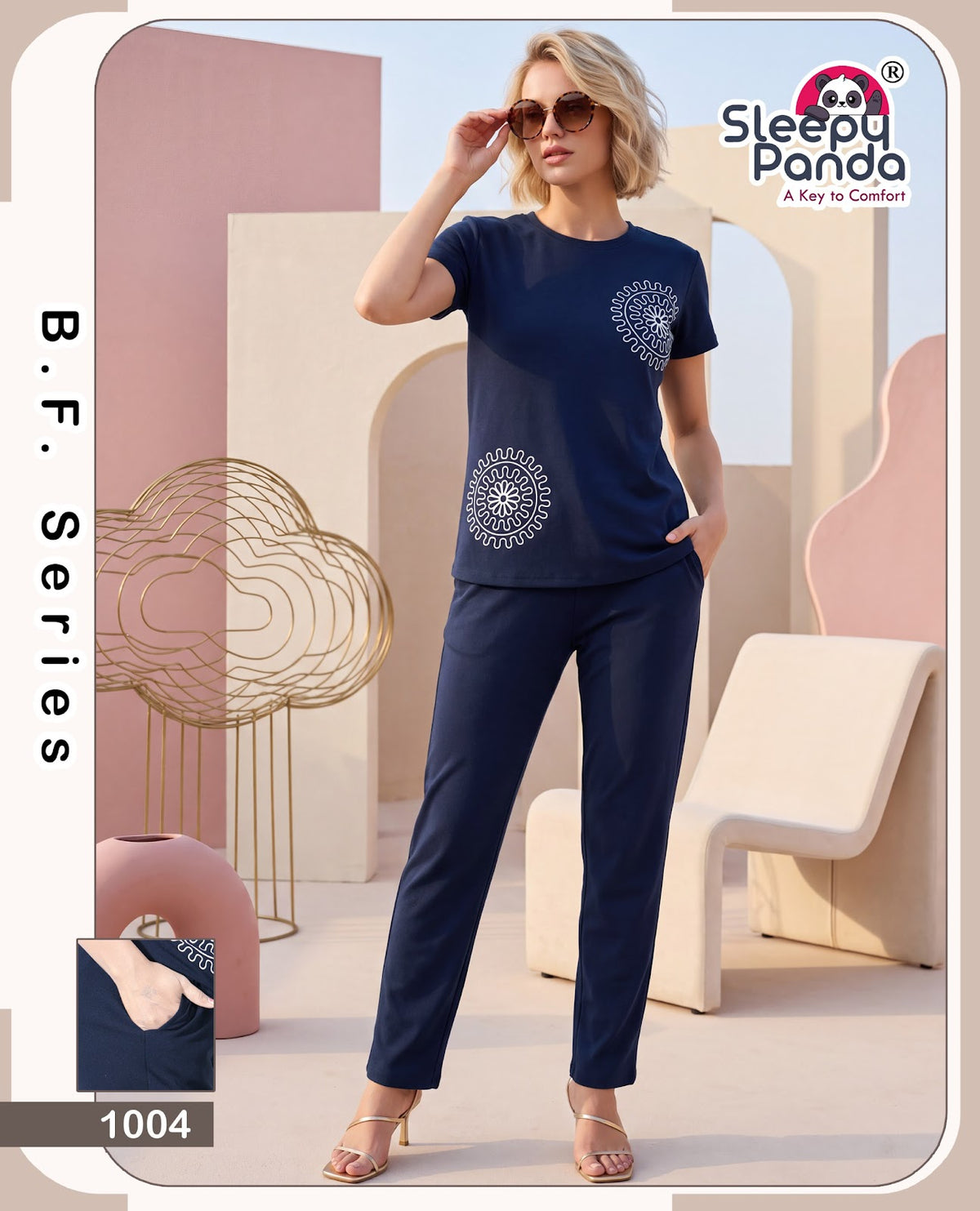 Naina 1004 Sleepy Panda Fancy Pyjama Night Suits Manufacturer Ahmedabad