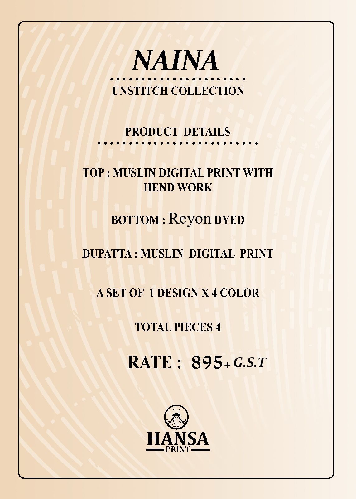 Naina 58010 Hansa Prints Muslin Salwar Suits Wholesale Price