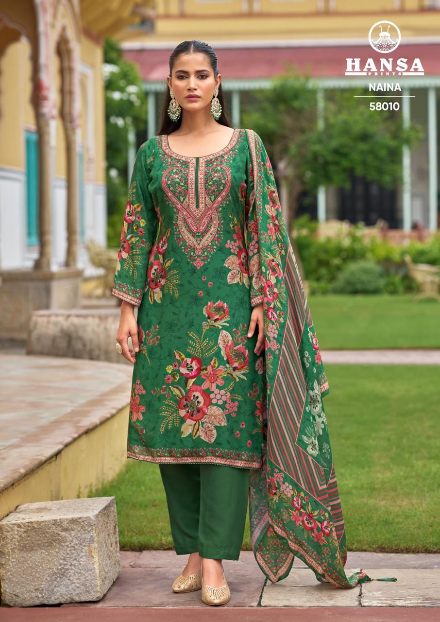 Naina 58010 Hansa Prints Muslin Salwar Suits Wholesale Price
