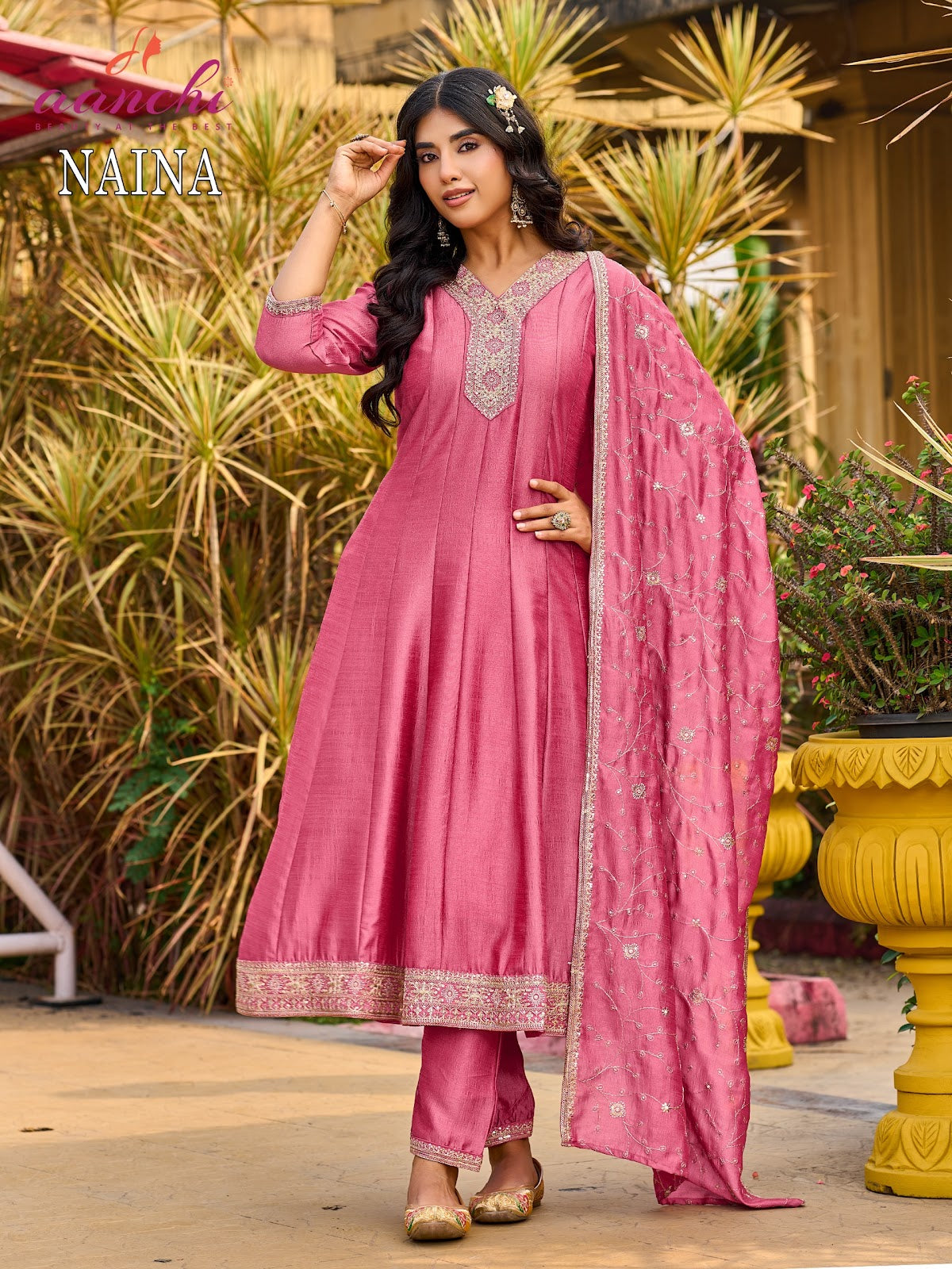 Naina Aanchi Vichitra Silk Readymade Anarkali Suits Supplier Ahmedabad