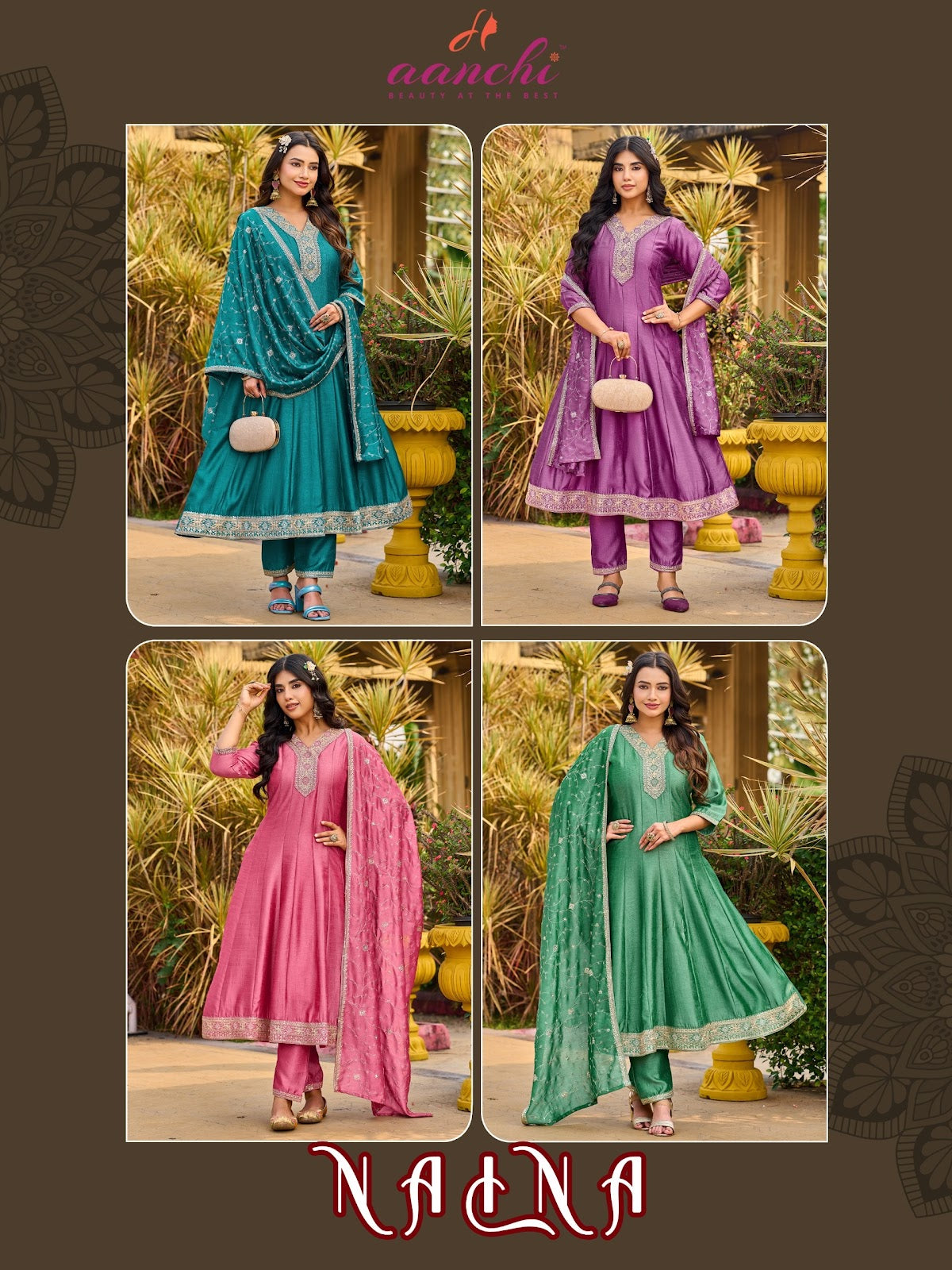 Naina Aanchi Vichitra Silk Readymade Anarkali Suits Supplier Ahmedabad