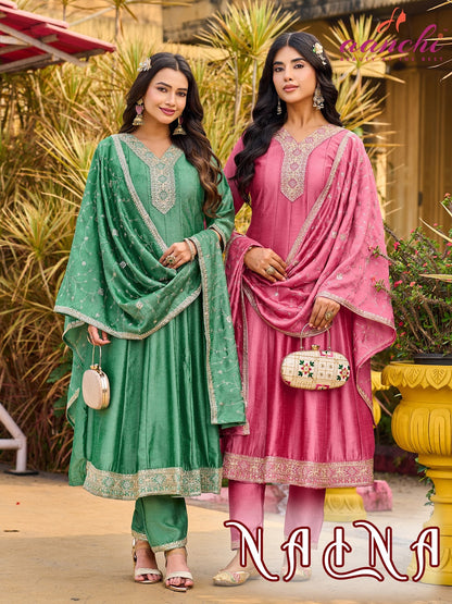 Naina Aanchi Vichitra Silk Readymade Anarkali Suits Supplier Ahmedabad