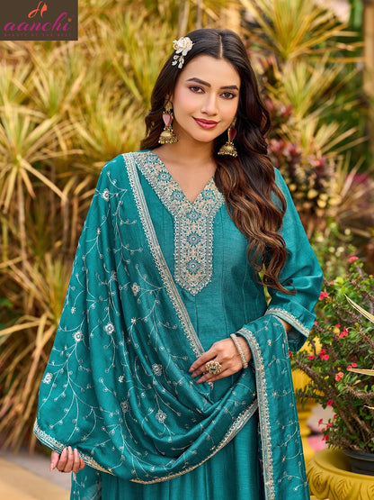 Naina Aanchi Vichitra Silk Readymade Anarkali Suits Supplier Ahmedabad