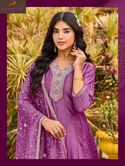 Naina Aanchi Vichitra Silk Readymade Anarkali Suits Supplier Ahmedabad