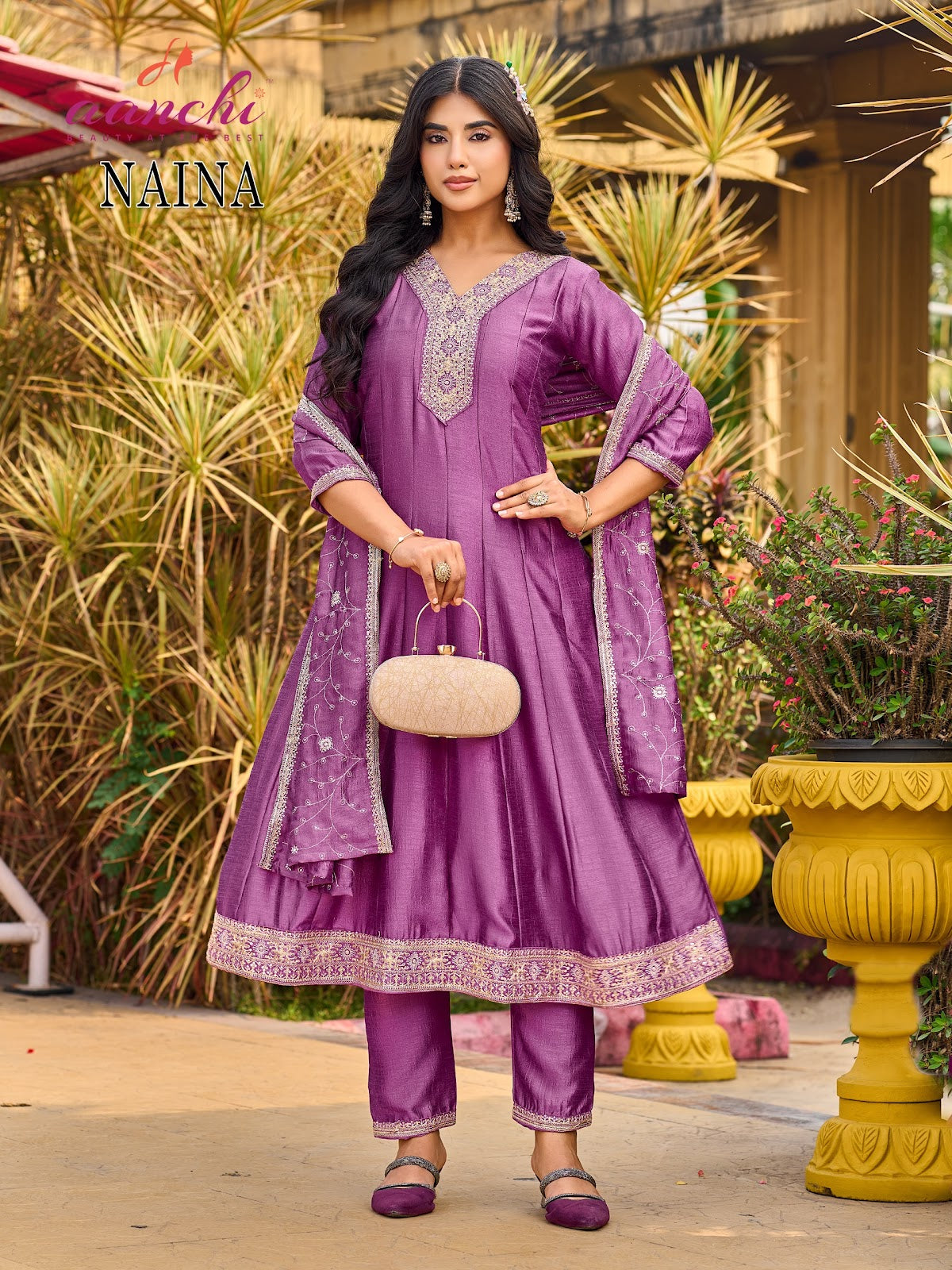 Naina Aanchi Vichitra Silk Readymade Anarkali Suits Supplier Ahmedabad