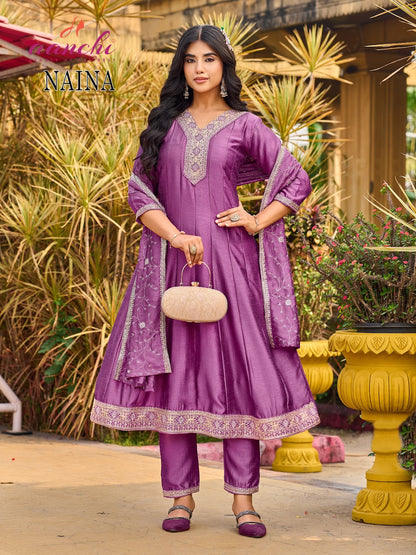 Naina Aanchi Vichitra Silk Readymade Anarkali Suits Supplier Ahmedabad