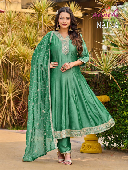 Naina Aanchi Vichitra Silk Readymade Anarkali Suits Supplier Ahmedabad