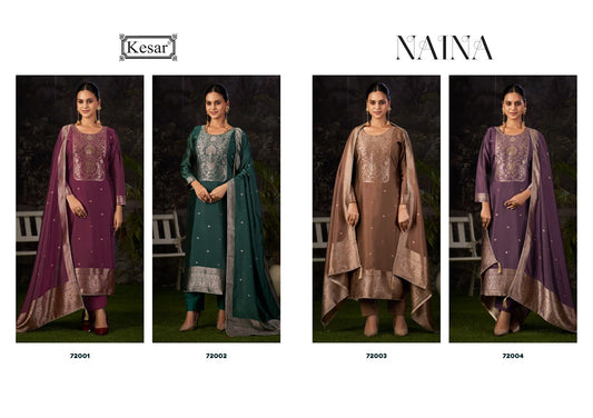 Naina Kesar Silk Jacquard Karachi Salwar Suits Exporter Ahmedabad