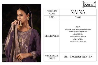 Naina Kesar Silk Jacquard Karachi Salwar Suits Exporter Ahmedabad