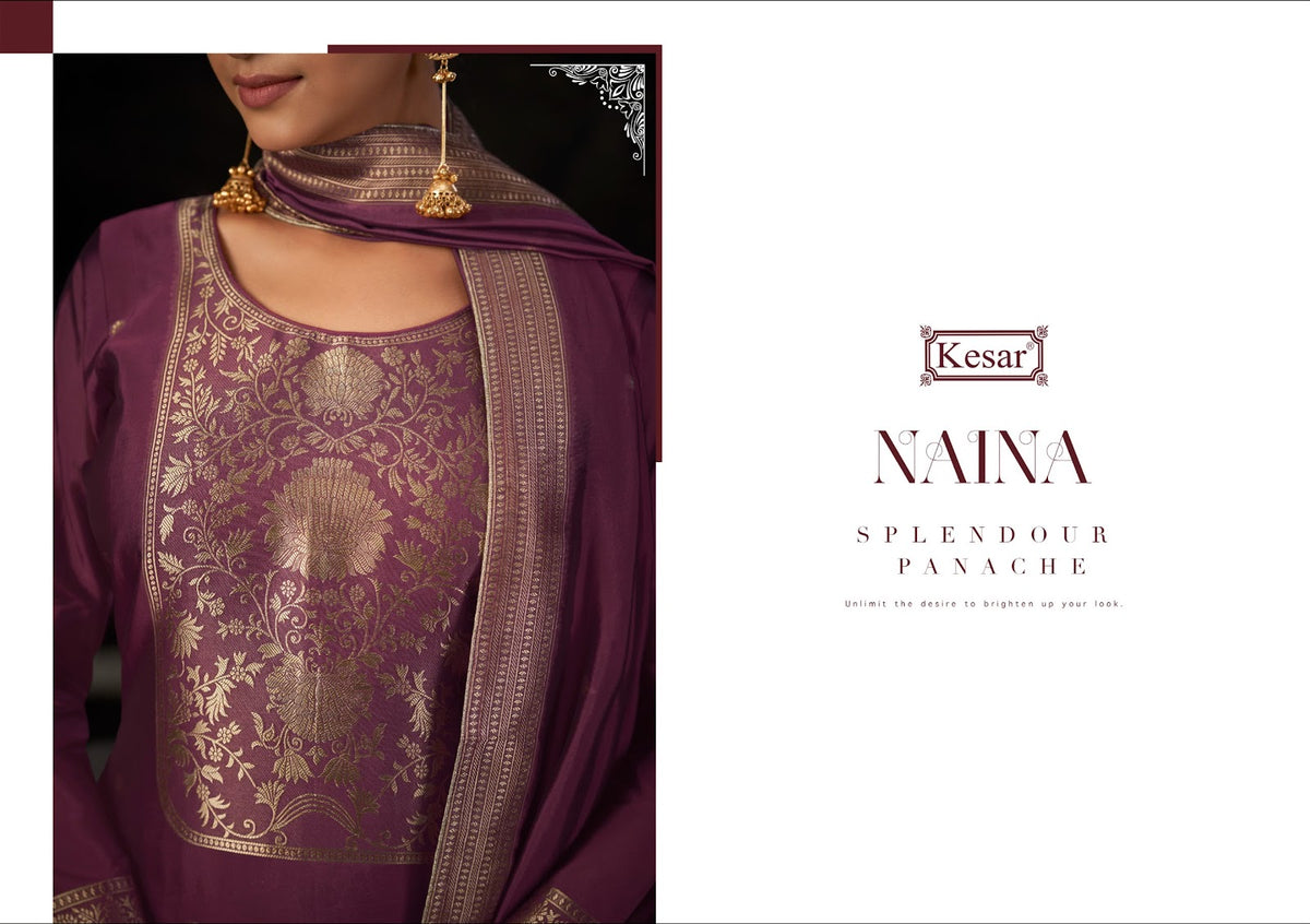 Naina Kesar Silk Jacquard Karachi Salwar Suits Exporter Ahmedabad