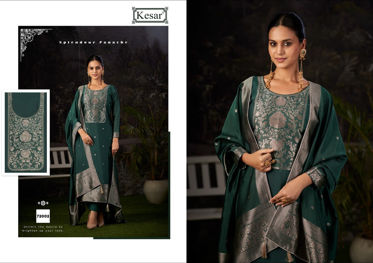 Naina Kesar Silk Jacquard Karachi Salwar Suits Exporter Ahmedabad