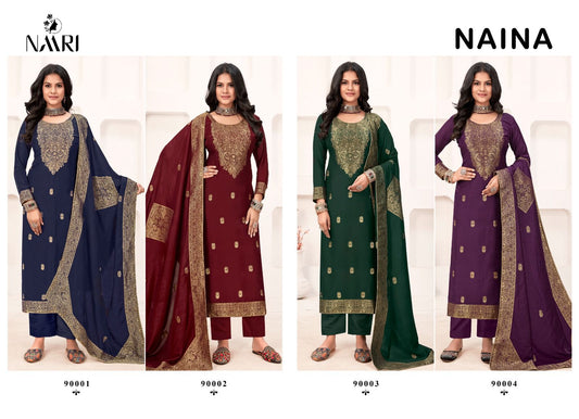 Naina Naari Muslin Jacquard Pant Style Suits Wholesale Price